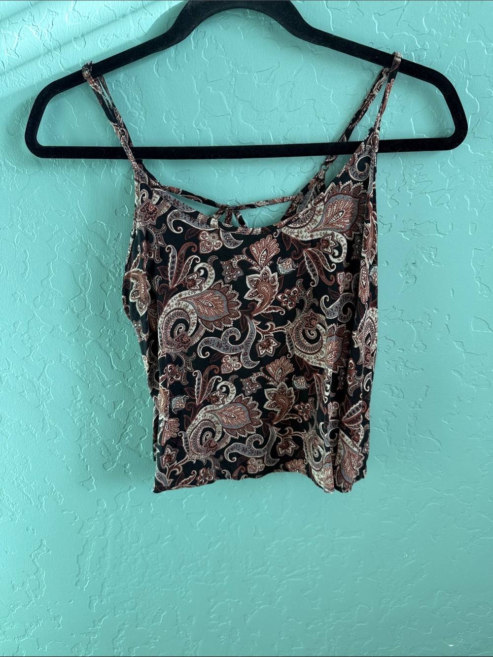 Forever 21 Black Paisley Spaghetti Strap Camisole